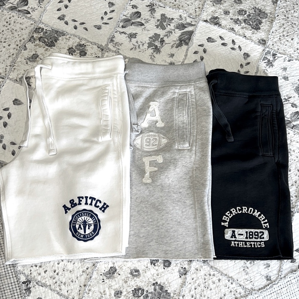 3 pairs Abercrombie & Fitch Terry Sweat Shorts mens size M also listed separate
